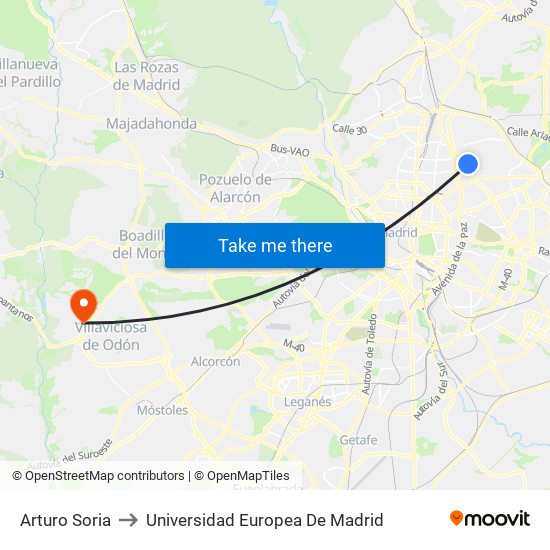 Arturo Soria to Universidad Europea De Madrid map