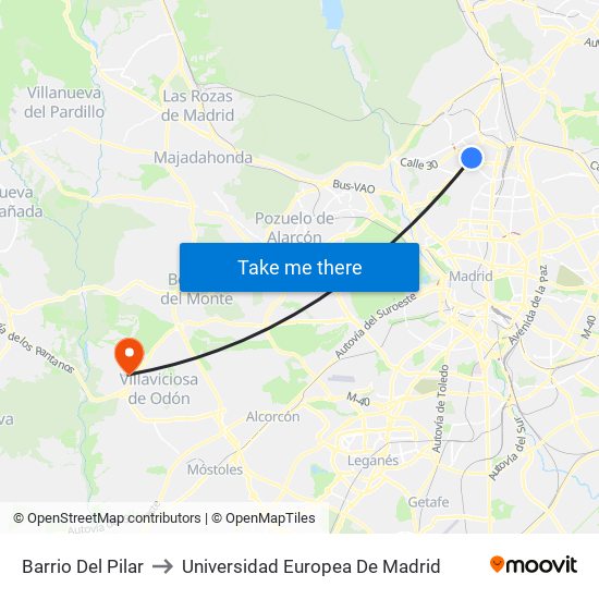 Barrio Del Pilar to Universidad Europea De Madrid map