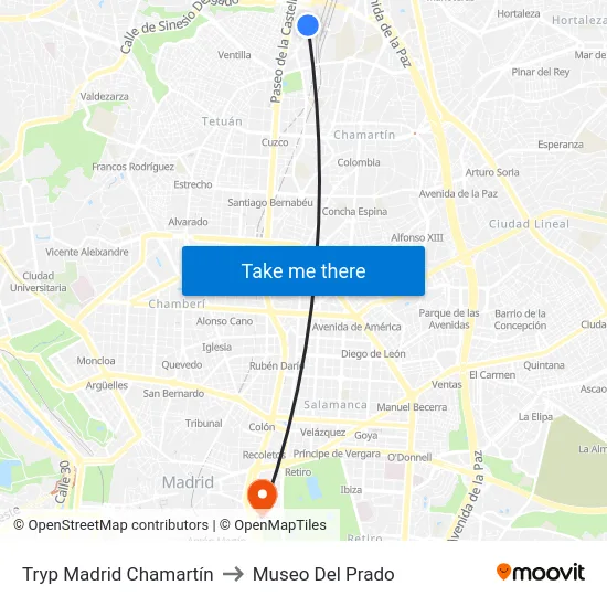 Tryp Madrid Chamartín to Museo Del Prado map