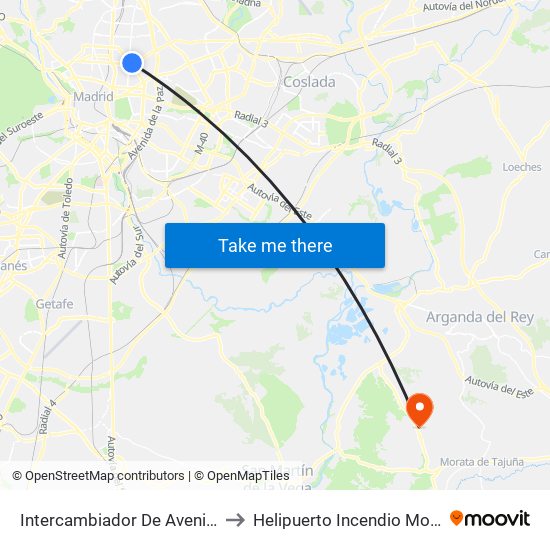 Intercambiador De Avenida De América to Helipuerto Incendio Morata de Tajuña map