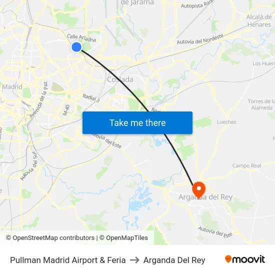 Pullman Madrid Airport & Feria to Arganda Del Rey map
