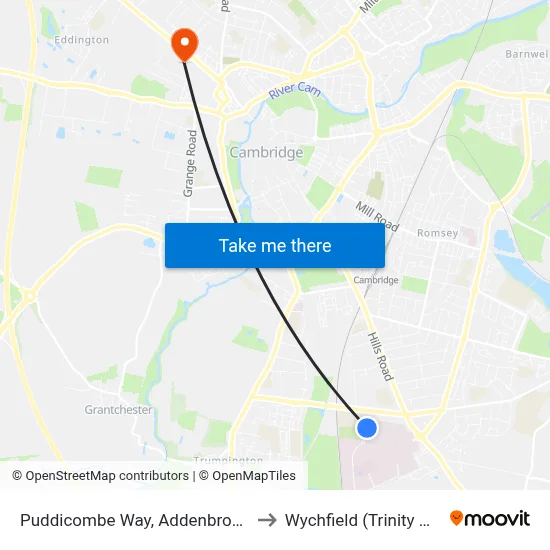 Puddicombe Way, Addenbrookes to Wychfield (Trinity Hall) map