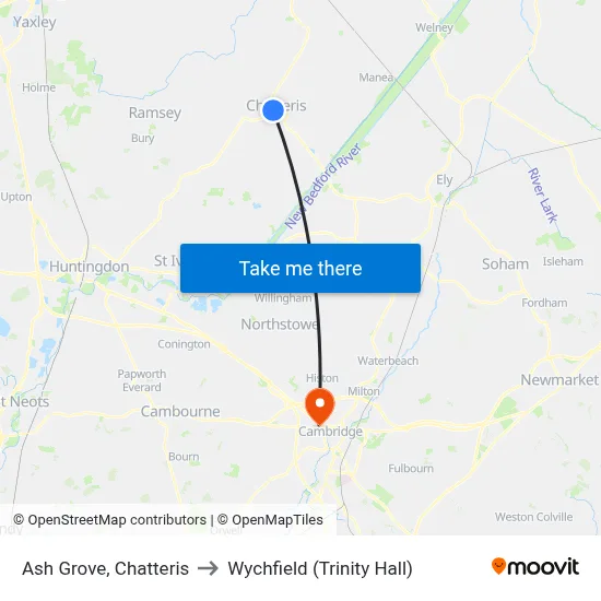 Ash Grove, Chatteris to Wychfield (Trinity Hall) map