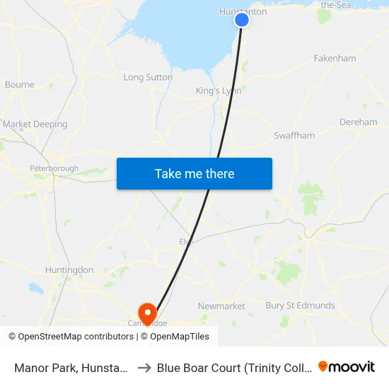Manor Park, Hunstanton to Blue Boar Court (Trinity College) map