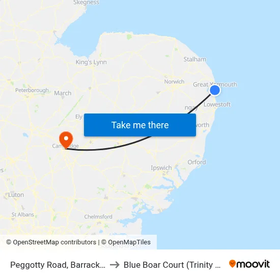 Peggotty Road, Barrack Estate to Blue Boar Court (Trinity College) map