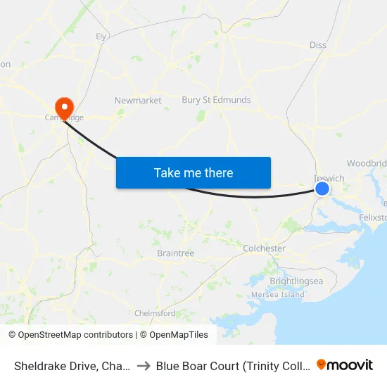 Sheldrake Drive, Chantry to Blue Boar Court (Trinity College) map