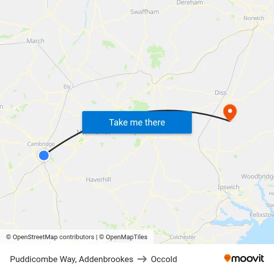 Puddicombe Way, Addenbrookes to Occold map