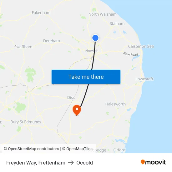Freyden Way, Frettenham to Occold map