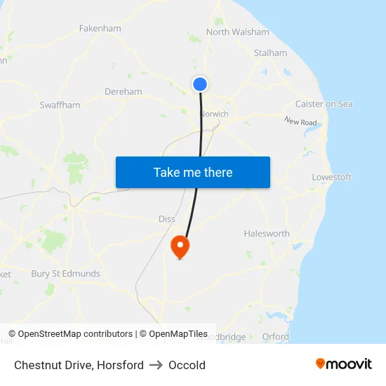 Chestnut Drive, Horsford to Occold map