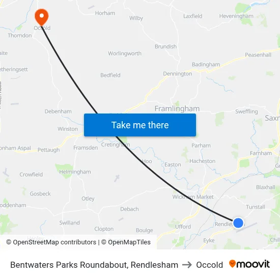 Bentwaters Parks Roundabout, Rendlesham to Occold map