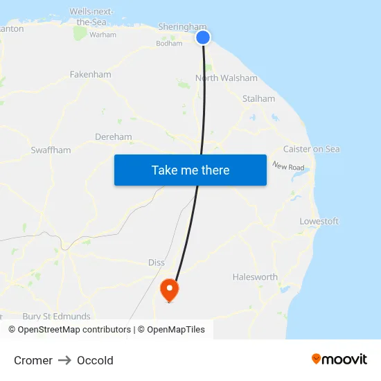 Cromer to Occold map