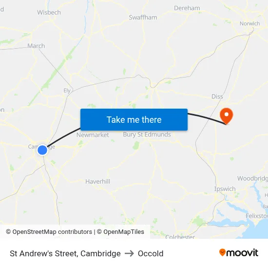 St Andrew's Street, Cambridge to Occold map