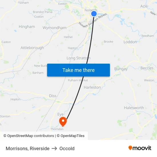 Morrisons, Riverside to Occold map