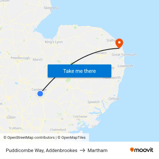 Puddicombe Way, Addenbrookes to Martham map