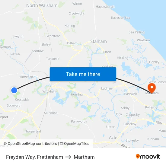 Freyden Way, Frettenham to Martham map