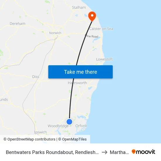 Bentwaters Parks Roundabout, Rendlesham to Martham map