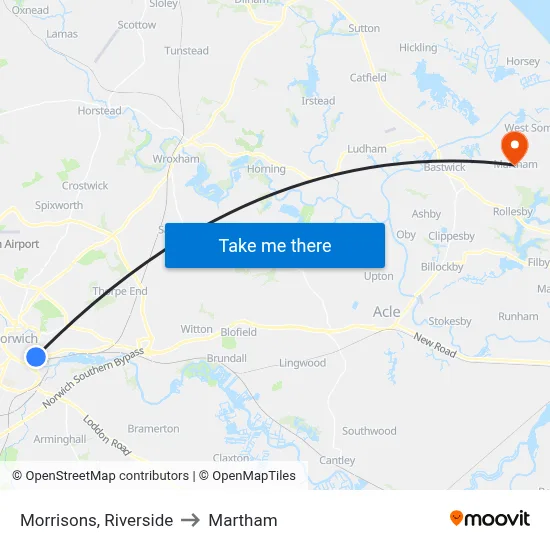 Morrisons, Riverside to Martham map