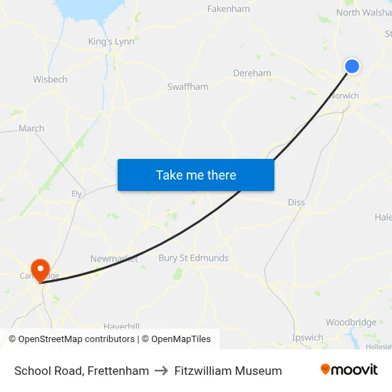 School Road, Frettenham to Fitzwilliam Museum map