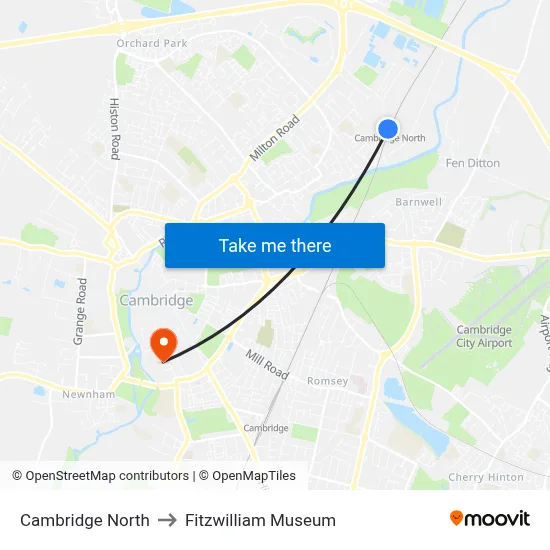Cambridge North to Fitzwilliam Museum map