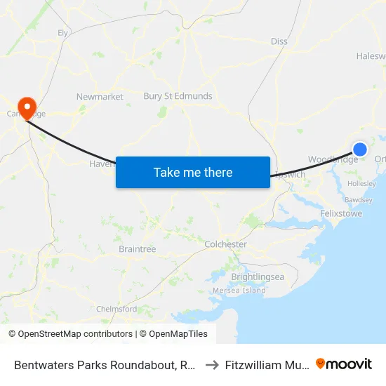 Bentwaters Parks Roundabout, Rendlesham to Fitzwilliam Museum map