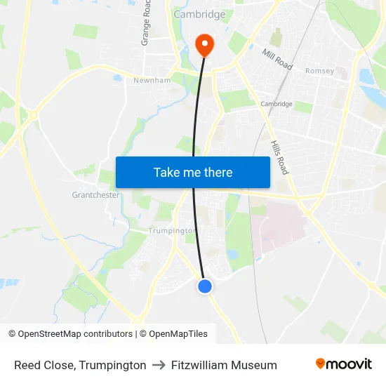 Reed Close, Trumpington to Fitzwilliam Museum map