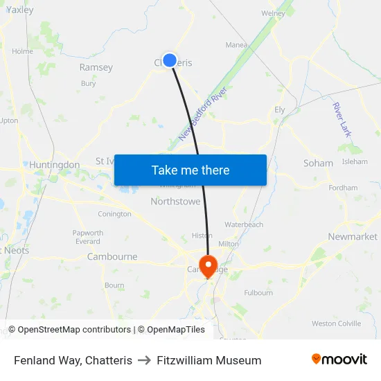 Fenland Way, Chatteris to Fitzwilliam Museum map