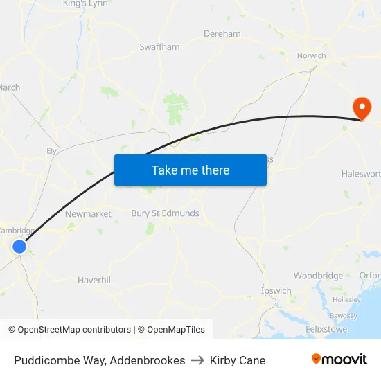 Puddicombe Way, Addenbrookes to Kirby Cane map