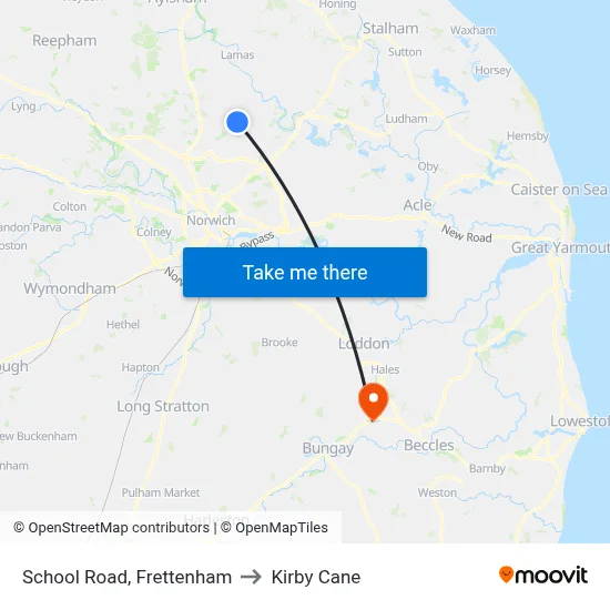 School Road, Frettenham to Kirby Cane map