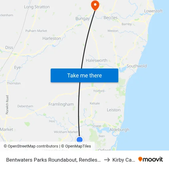 Bentwaters Parks Roundabout, Rendlesham to Kirby Cane map
