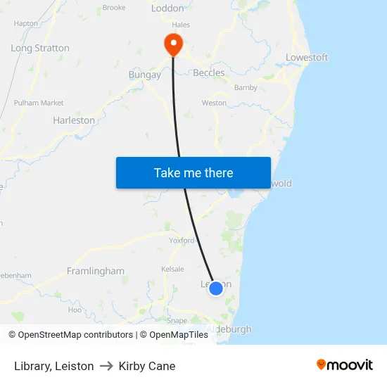 Library, Leiston to Kirby Cane map