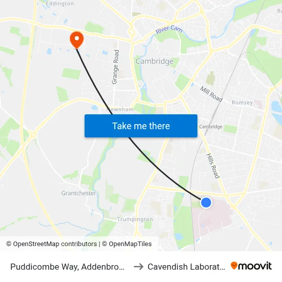 Puddicombe Way, Addenbrookes to Cavendish Laboratory map