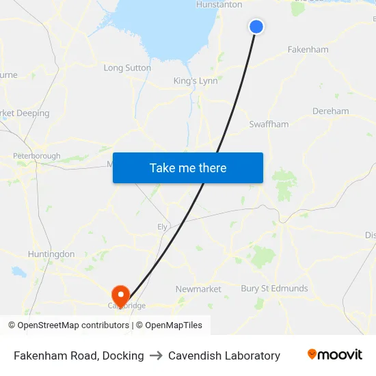Fakenham Road, Docking to Cavendish Laboratory map