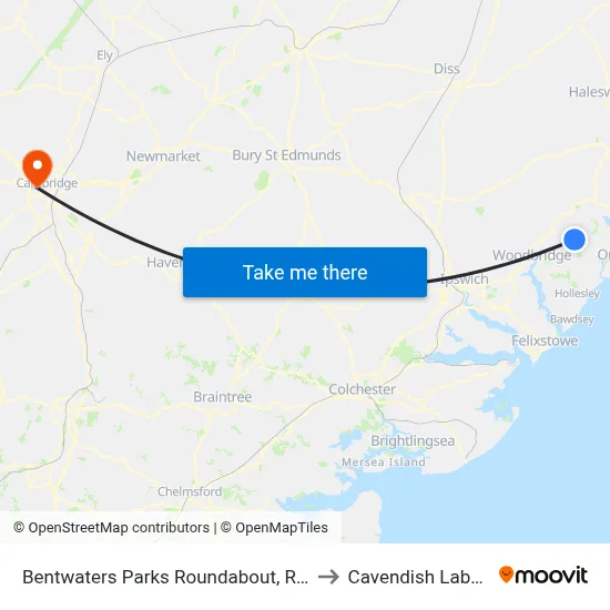 Bentwaters Parks Roundabout, Rendlesham to Cavendish Laboratory map