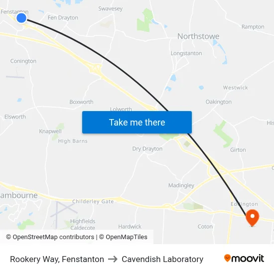 Rookery Way, Fenstanton to Cavendish Laboratory map