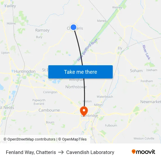 Fenland Way, Chatteris to Cavendish Laboratory map
