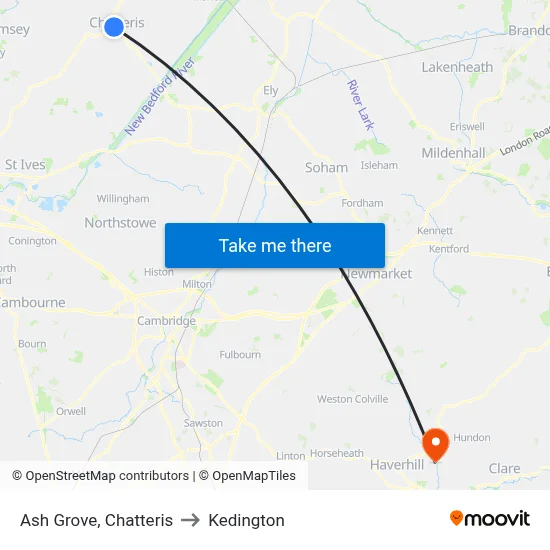 Ash Grove, Chatteris to Kedington map