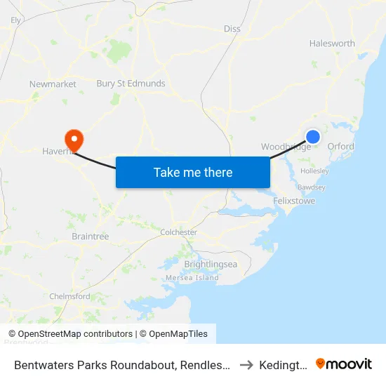 Bentwaters Parks Roundabout, Rendlesham to Kedington map