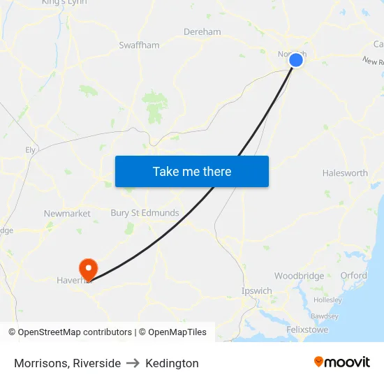Morrisons, Riverside to Kedington map