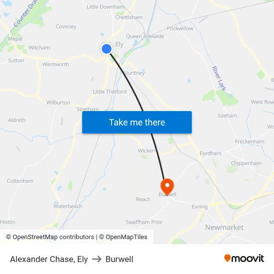 Alexander Chase, Ely to Burwell map