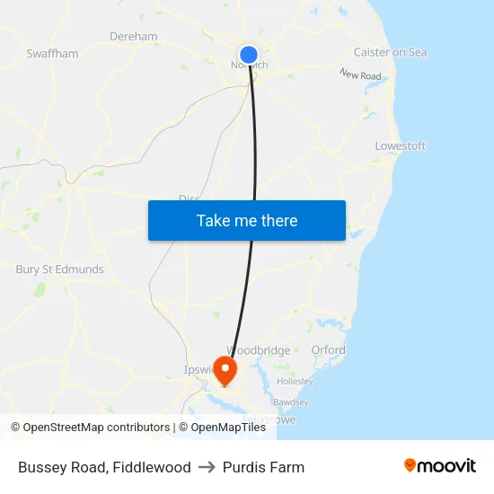 Bussey Road, Fiddlewood to Purdis Farm map