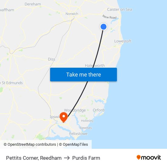 Pettits Corner, Reedham to Purdis Farm map