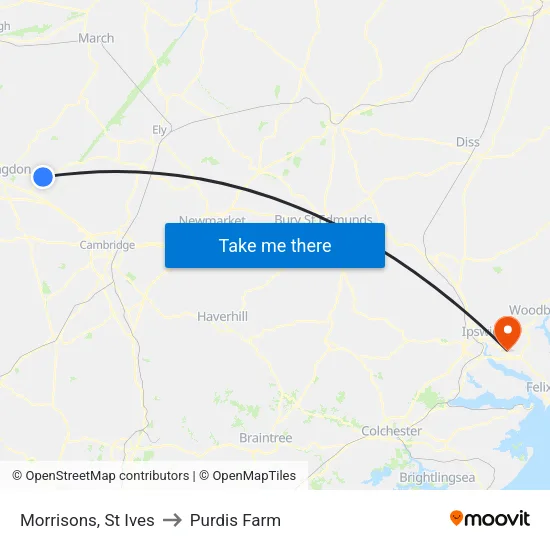 Morrisons, St Ives to Purdis Farm map