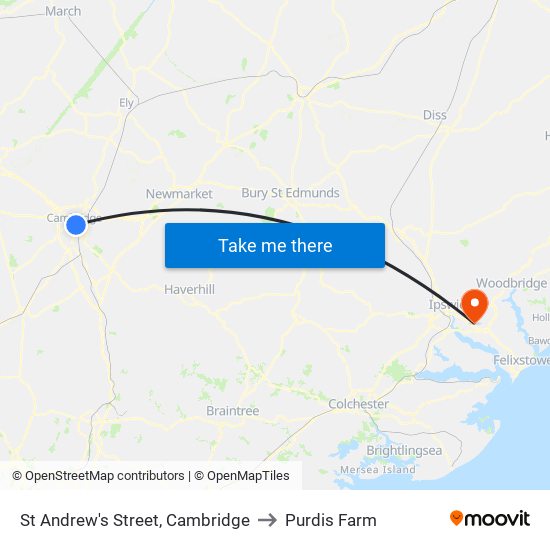 St Andrew's Street, Cambridge to Purdis Farm map