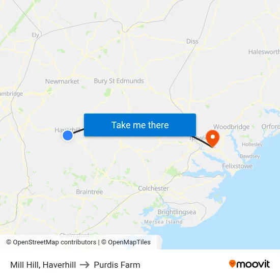 Mill Hill, Haverhill to Purdis Farm map