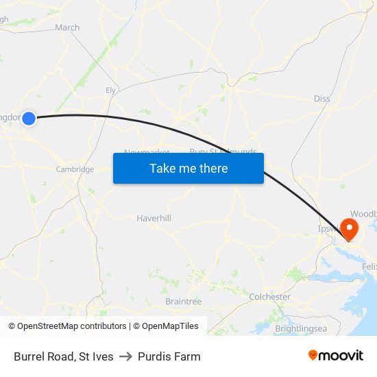 Burrel Road, St Ives to Purdis Farm map