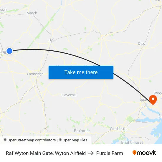 Raf Wyton Main Gate, Wyton Airfield to Purdis Farm map