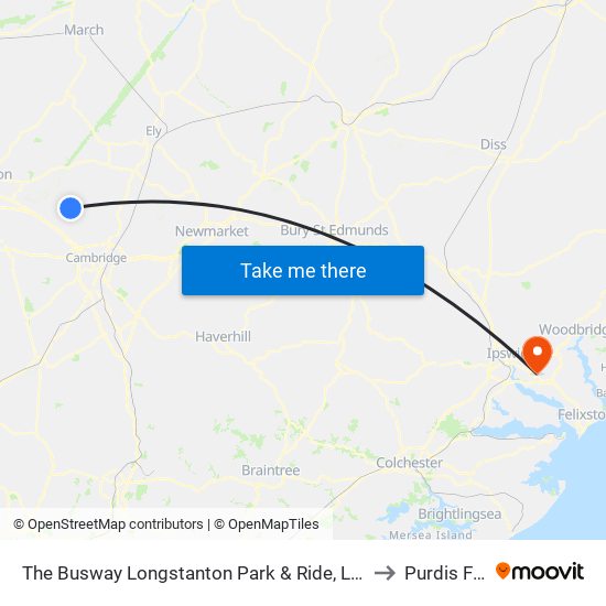 The Busway Longstanton Park & Ride, Longstanton to Purdis Farm map
