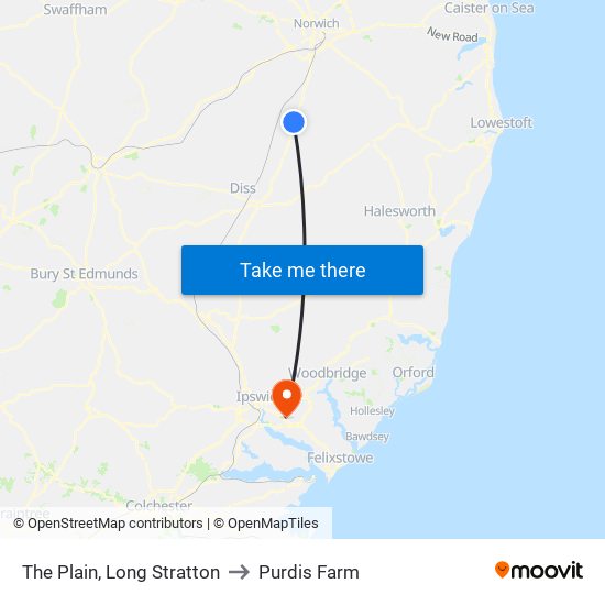 The Plain, Long Stratton to Purdis Farm map