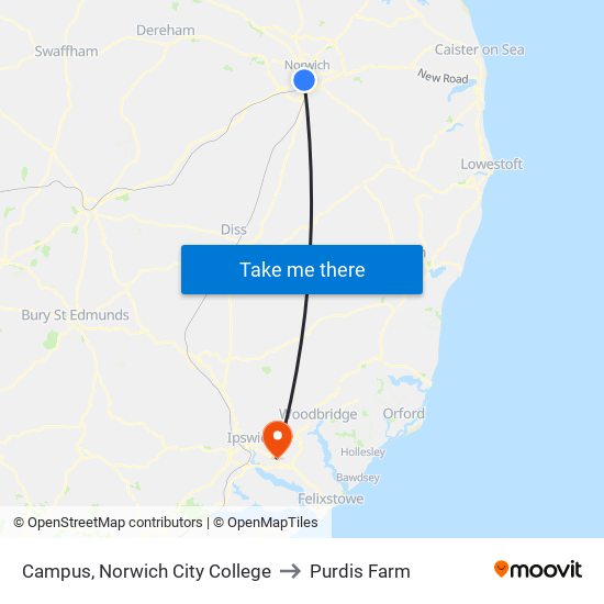 Campus, Norwich City College to Purdis Farm map