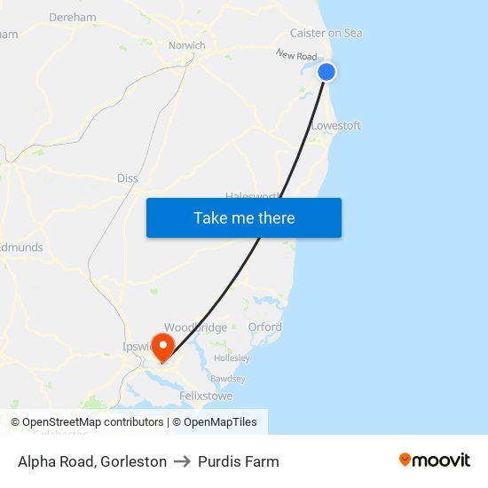 Alpha Road, Gorleston to Purdis Farm map